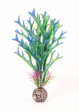 AQUATOP PD-BH61 8 Inch Multi-colored Blue and Green Staghorn Plant Decor